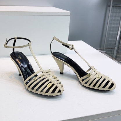 Celine 26 Cage Heeled Sandals 65mm Sheepskin 741768