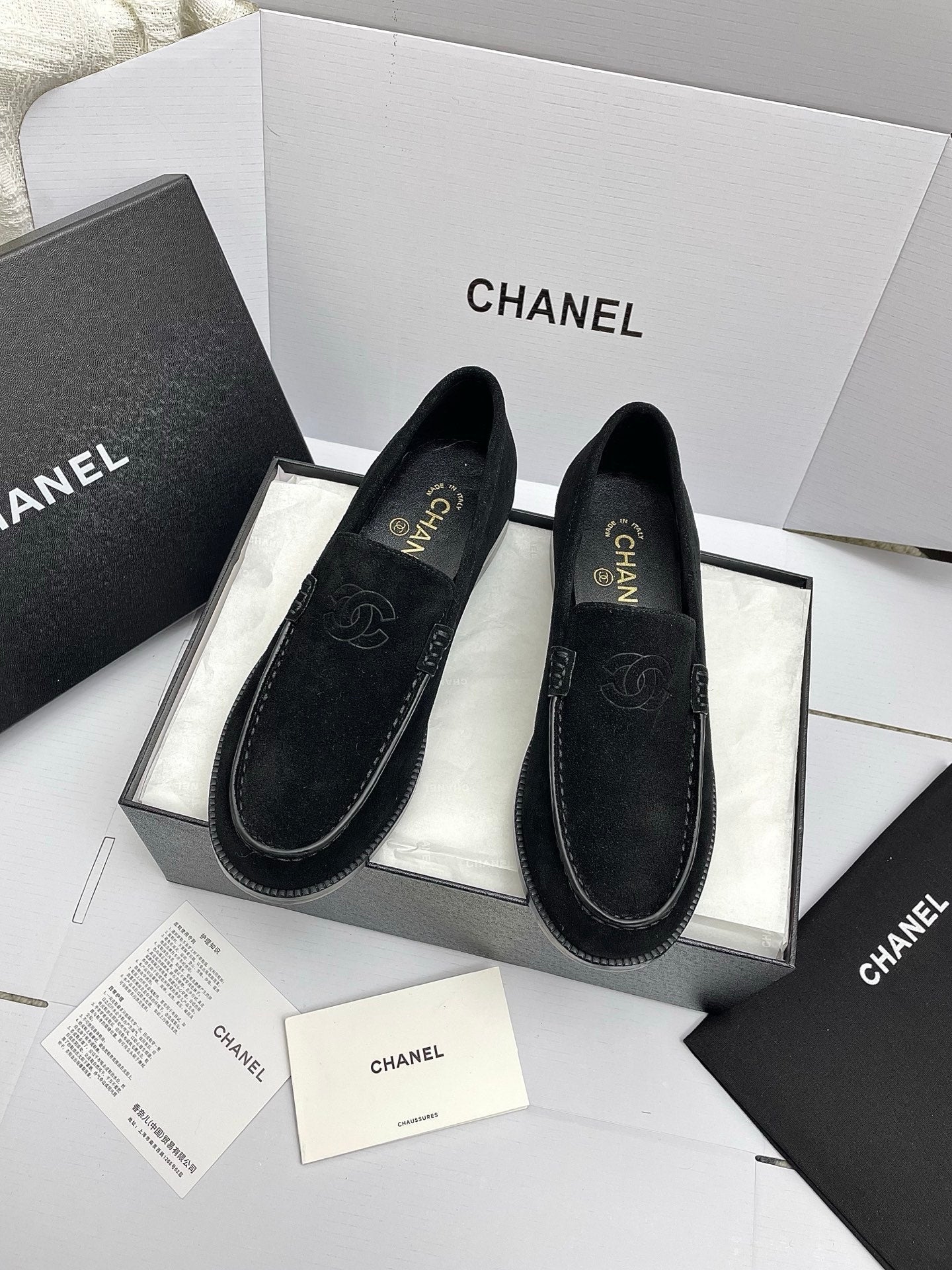CC 26s Double C Loafers Black Suede 645306