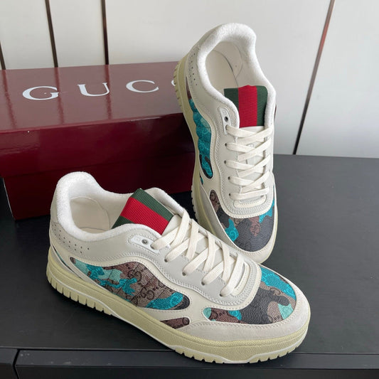 GG 26 Couple Sneakers White Gray Blue Cowhide 631674