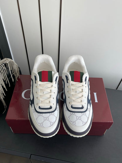 GG 26 Couple Sneakers White Navy  Blue Cowhide 631675