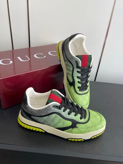 GG 26 Couple Sneakers Green Black Cowhide 631678