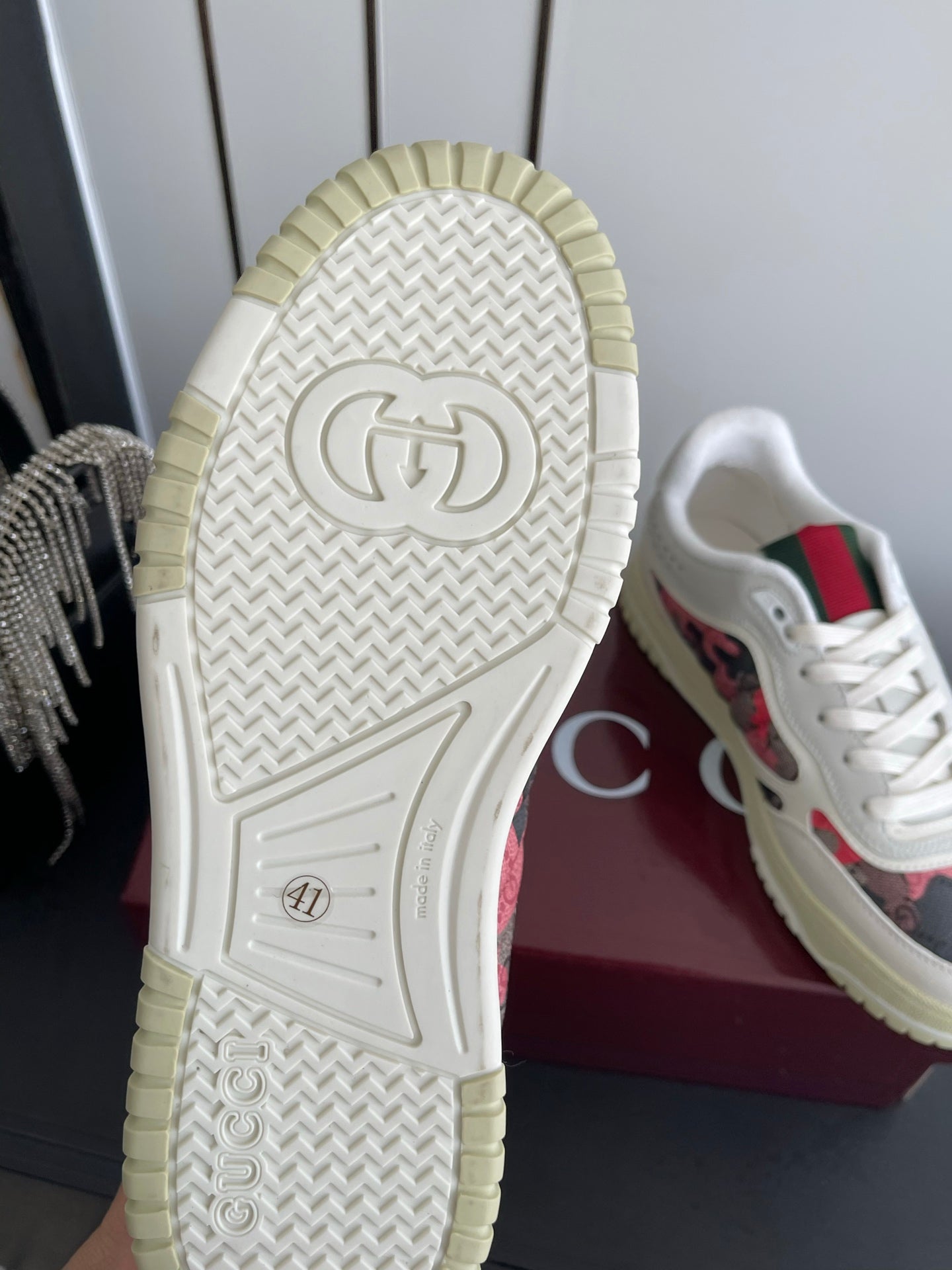 GG 26 Couple Sneakers White Pink Gray Cowhide 631679