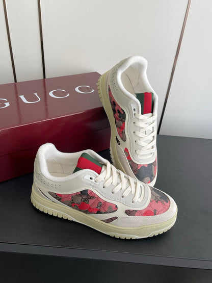 GG 26 Couple Sneakers White Pink Gray Cowhide 631679