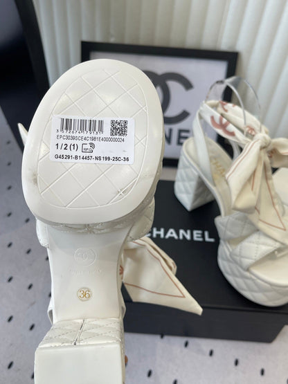 CC 26s Platform Sandals 75 White Sheepskin 650085