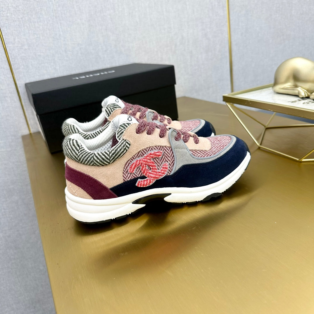 CC 2026 Casual Sneakers Navy Blue Red Suede Canvas 668051
