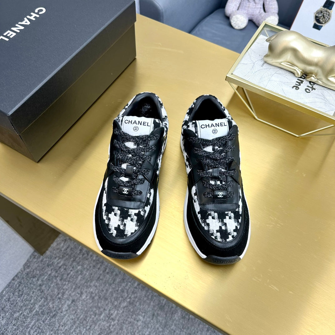 CC 2026 Casual Sneakers Black White Suede Tweed 668058