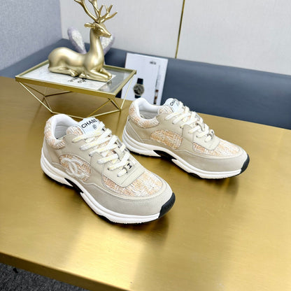 CC 2026 Casual Sneakers Beige Suede Tweed 668059