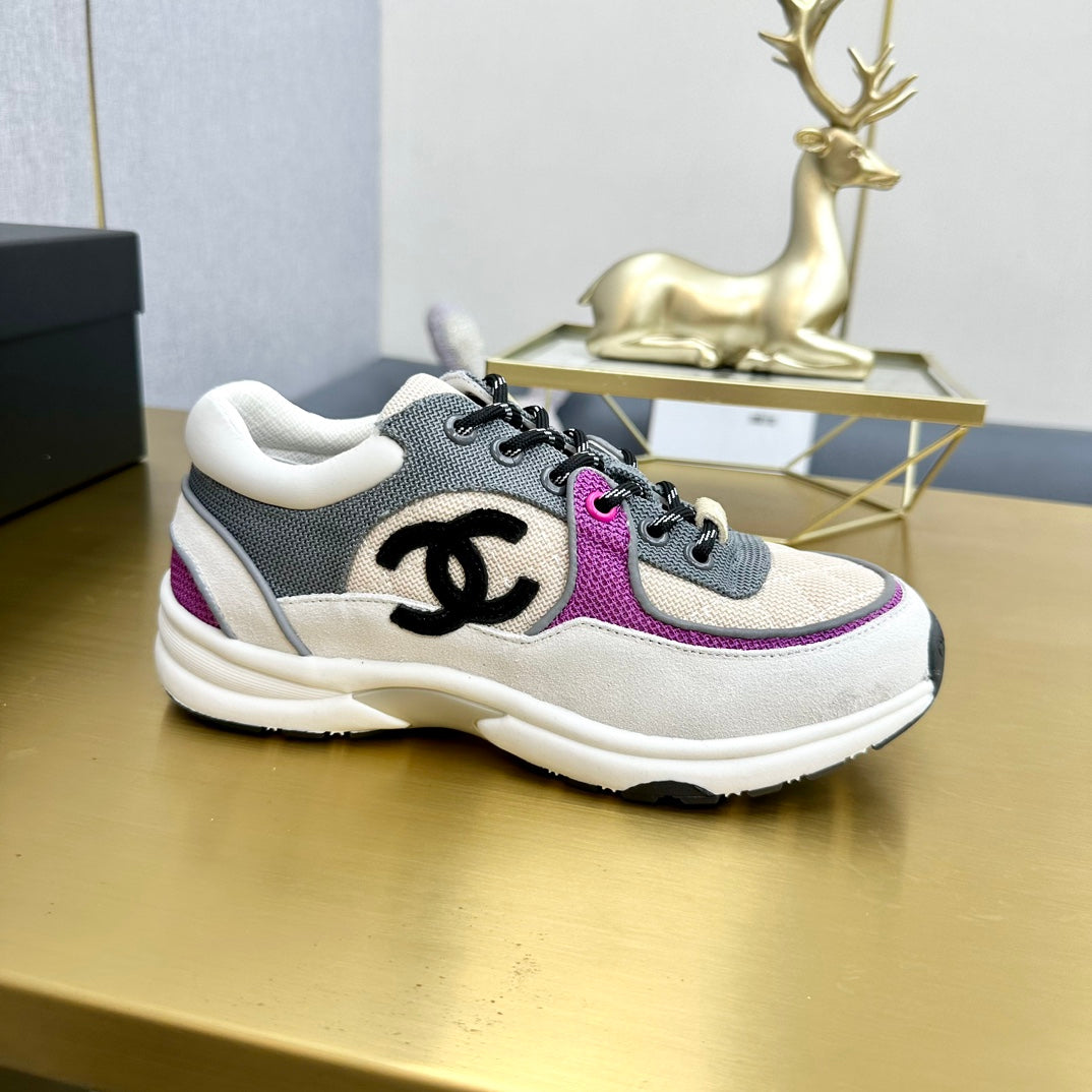 CC 2026 Casual Sneakers White Beige Gray Canvas Suede 668065