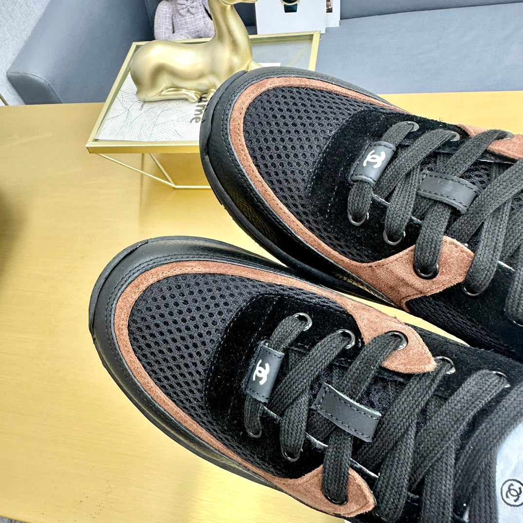 CC 2026 Casual Sneakers Black Brown Suede Cowhide 668066