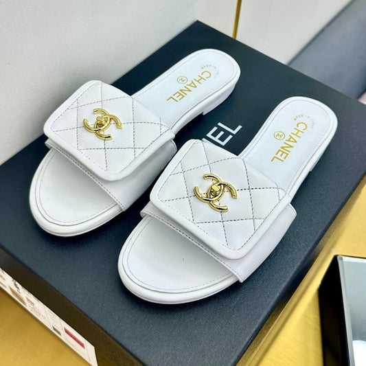 Chanel 2026 Turnlock Quilted Slippers Leather 781000
