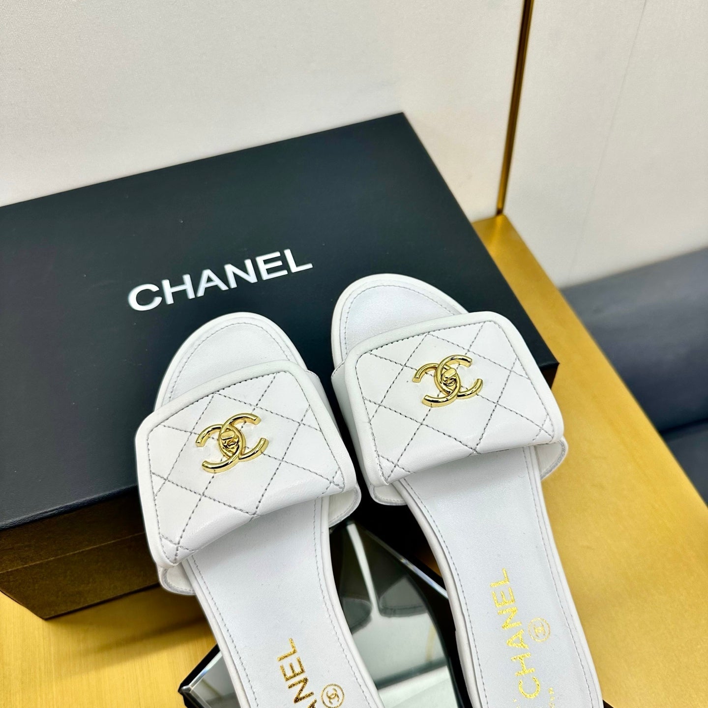 Chanel 2026 Turnlock Quilted Slippers Leather 781000