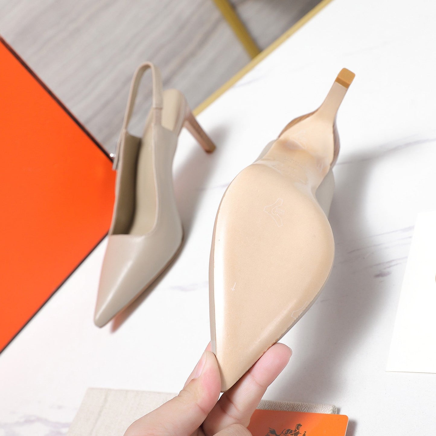 Hermes 2026 Lover 80 Slingback Pump Beige Nappa Leather 425705