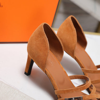 HM 26ss Sandals 65 Camel Brown Suede 601229