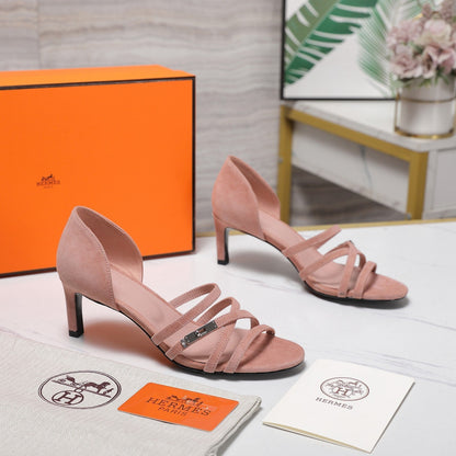 HM 26ss Sandals 65 Light Pink Suede 601231
