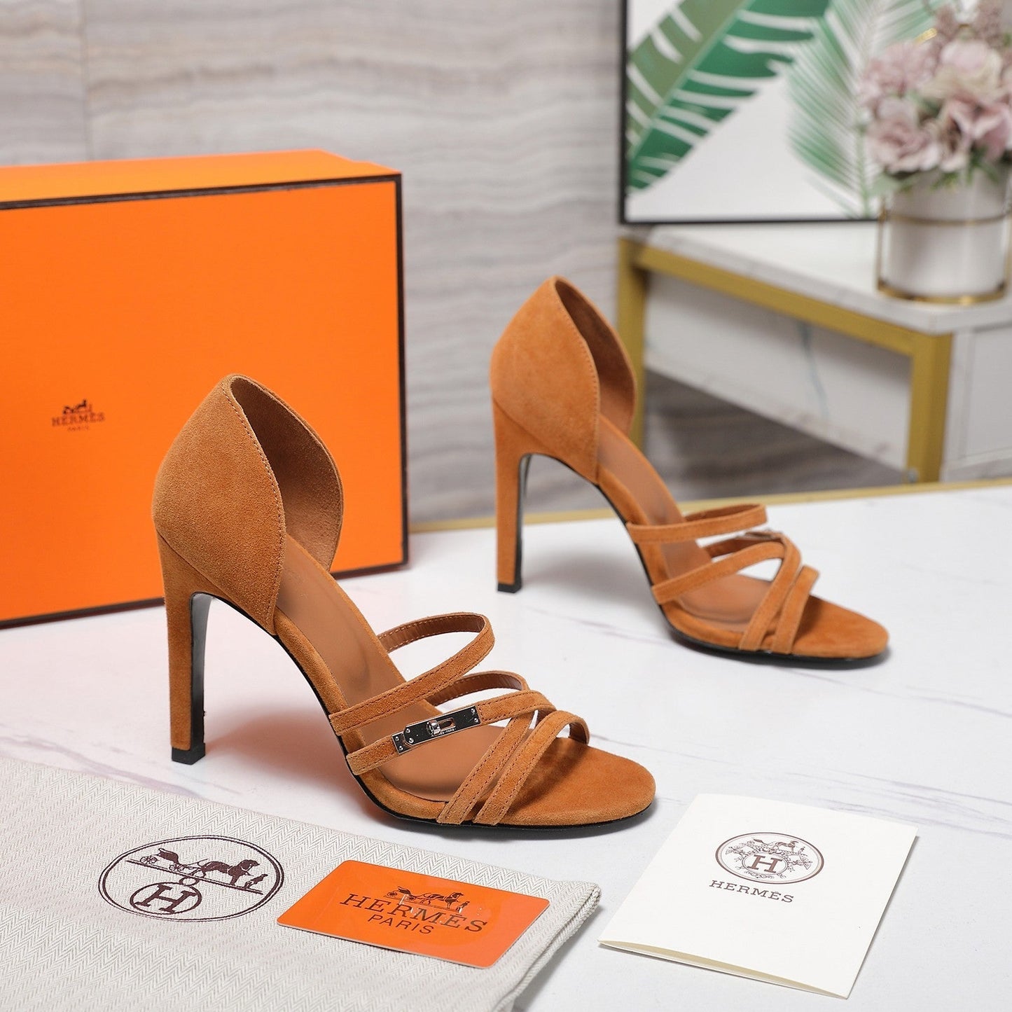 HM 26ss Sandals 85 Camel Brown Suede 601235