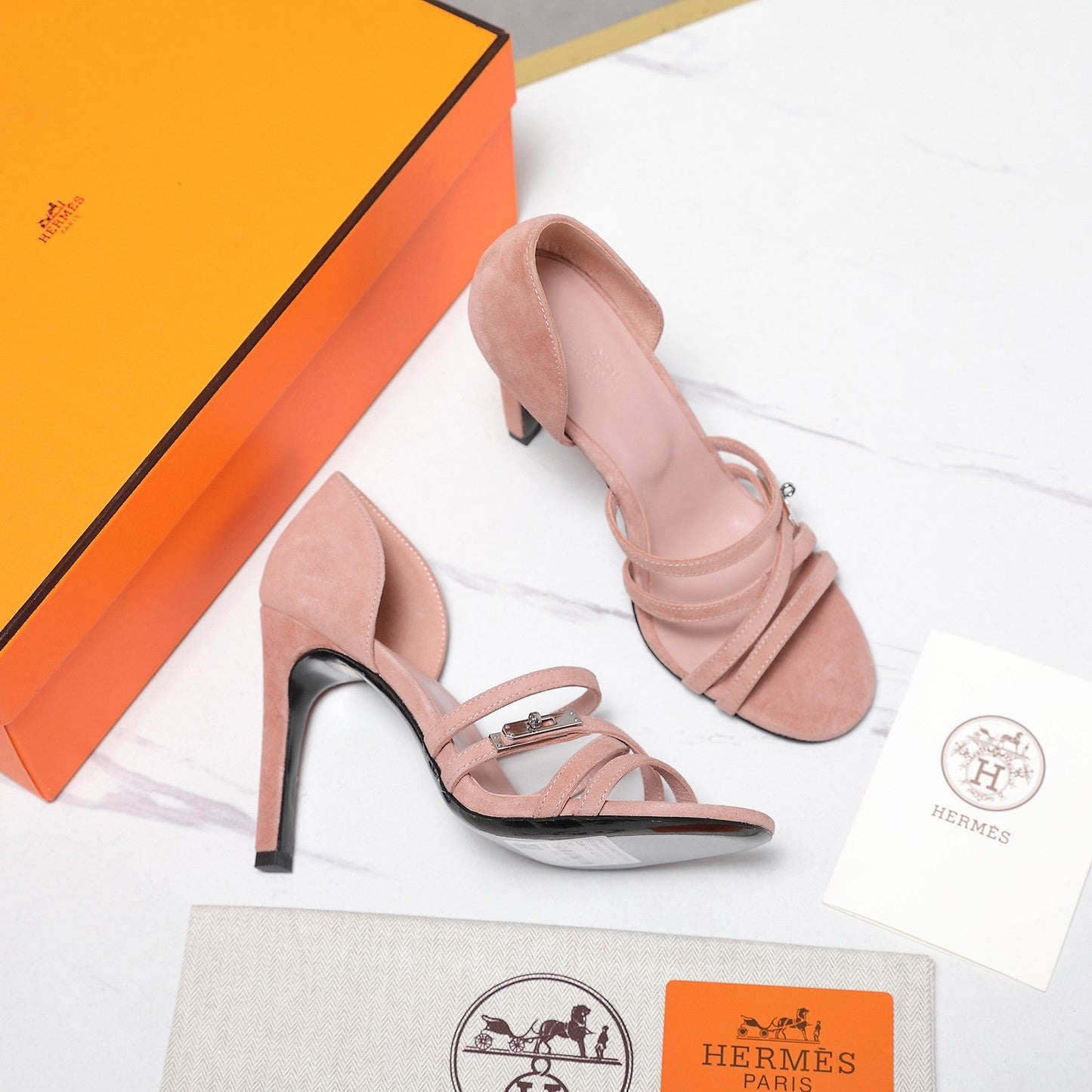HM 26ss Sandals 85 Light Pink Suede 601237