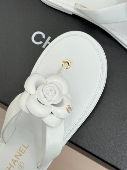 CC 26 Camellia Thong Sandal White Sheepskin 610002
