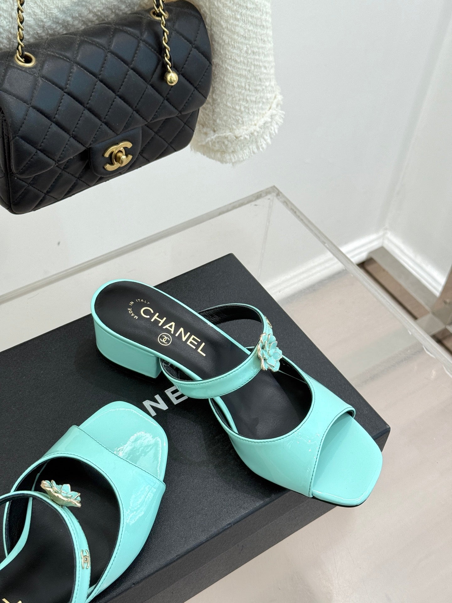 CC 26s High Heeled Sandals 45 Turquoise Patent Leather 643030