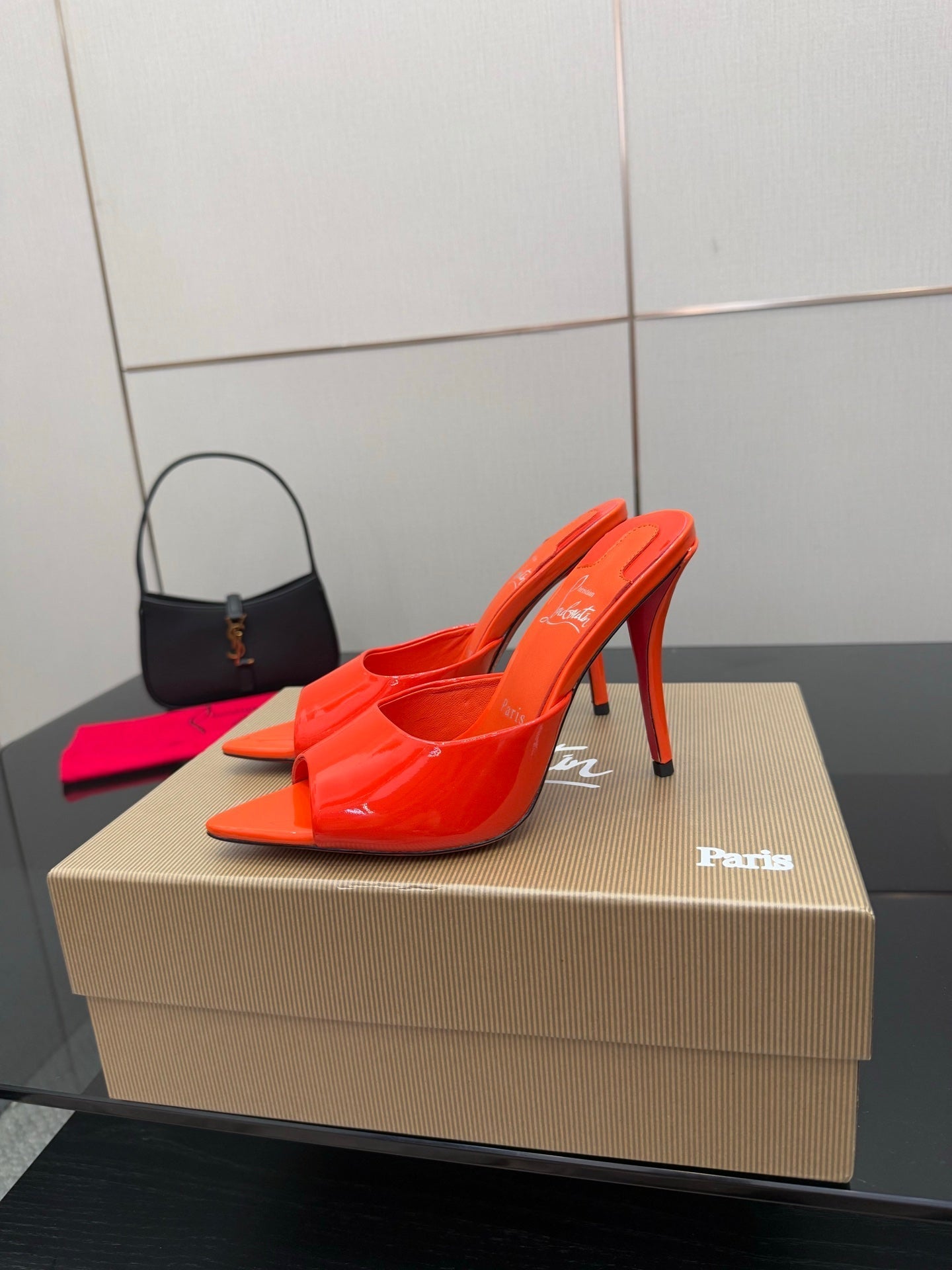 CL 26SS High Heel Sandals 100 Orange Patent Leather 532168