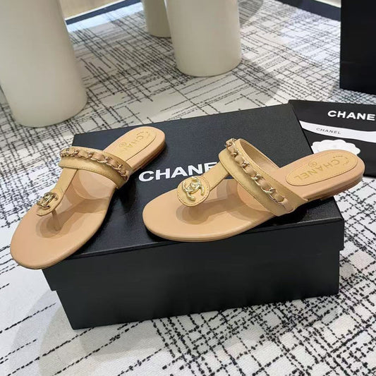 Chanel 2026 Thong Sandals Calfskin Chain 790087
