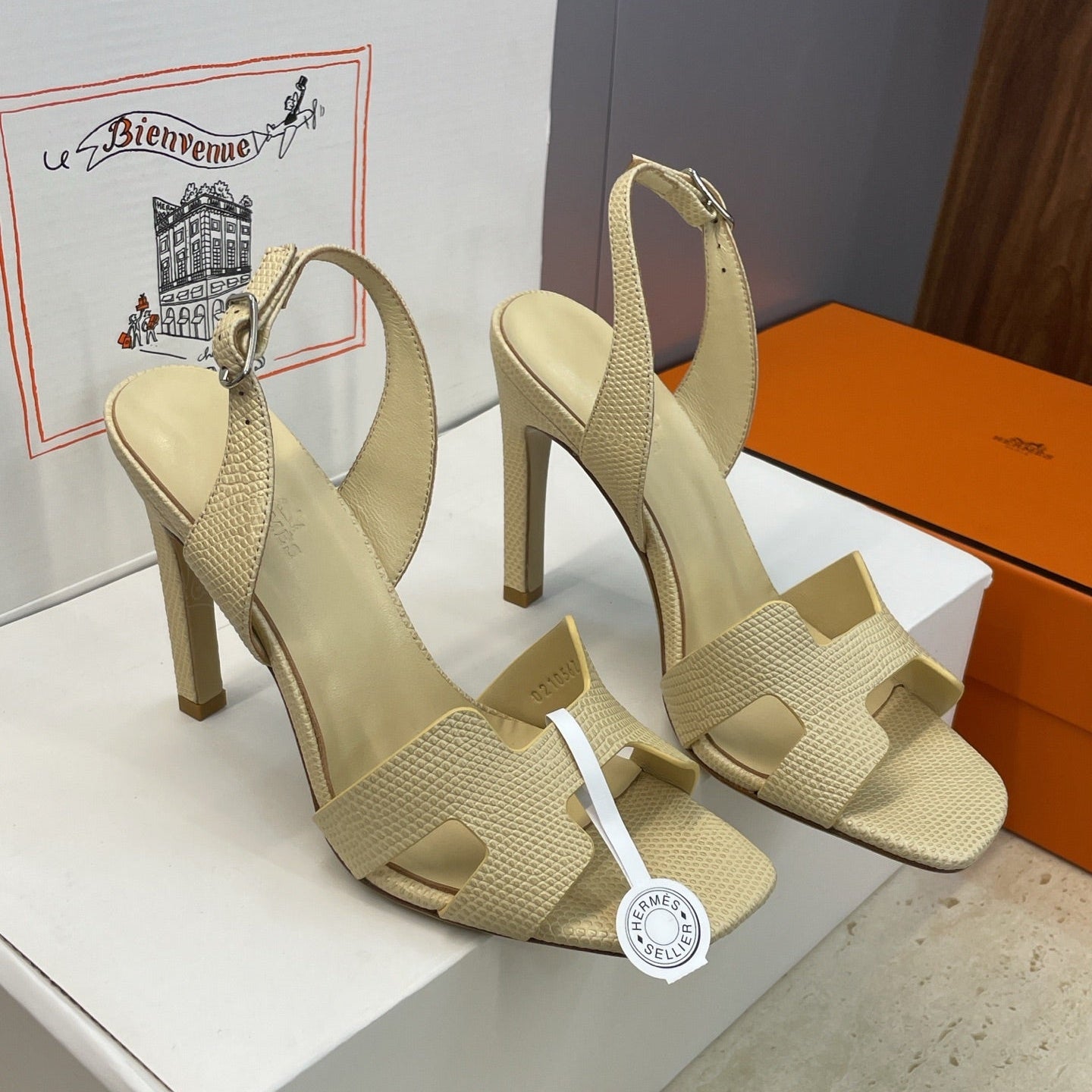 HM 26ss High Heel Sandals 105 Light Beige Cowhide 607114