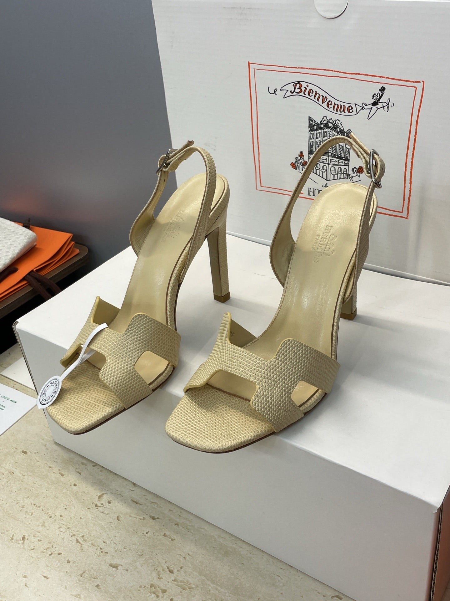 HM 26ss High Heel Sandals 105 Light Beige Cowhide 607114
