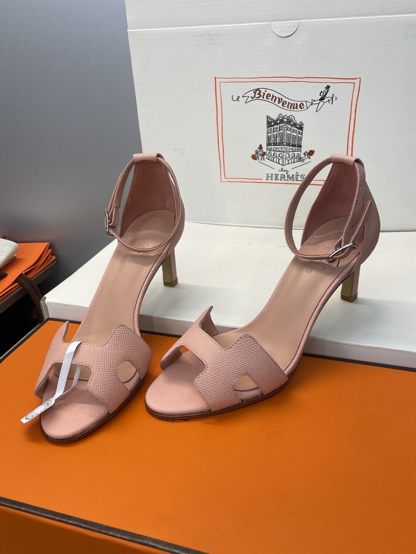 HM 26ss High Heel Sandals 70 Light Pink Cowhide 607118