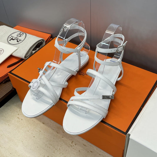 HM 26ss Kelly Silver Buckle Sandals Calfskin 607160