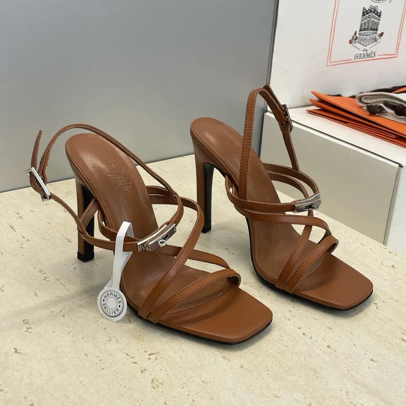 HM 26ss Kelly Silver Buckle Sandals Calfskin