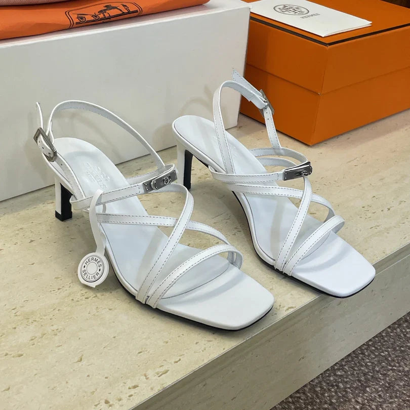 HM 26ss Kelly Silver Buckle Sandals Calfskin