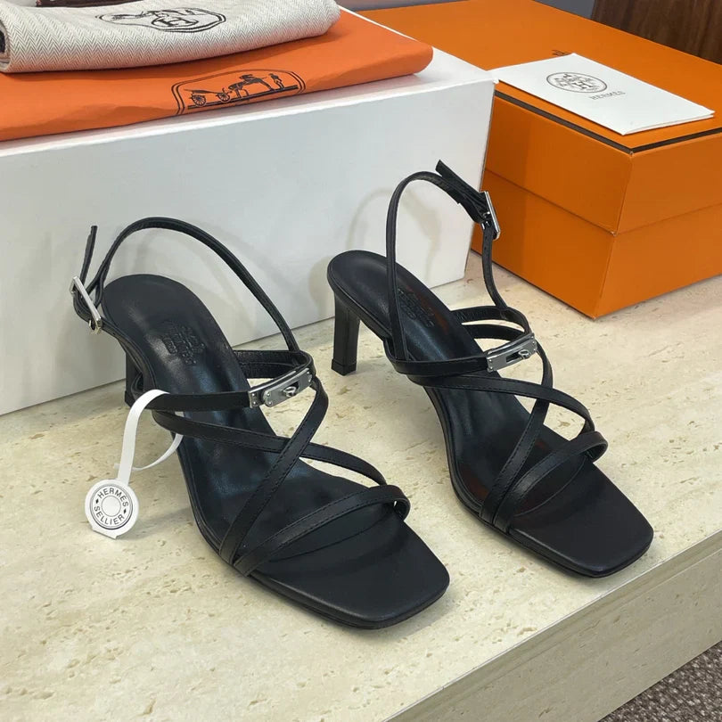 HM 26ss Kelly Silver Buckle Sandals Calfskin