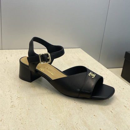 CC 26 Heeled Sandal 45mm Black Beige Sheepskin 607476