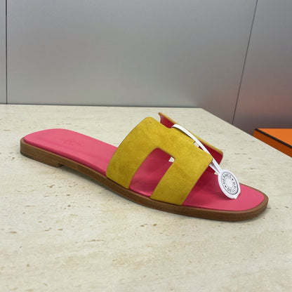 HM 26ss  Oran Sandals Pink Yellow Suede Cowhide 607207