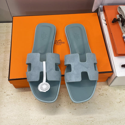 HM 26ss  Oran Sandals Muted Teal Suede Cowhide 607208