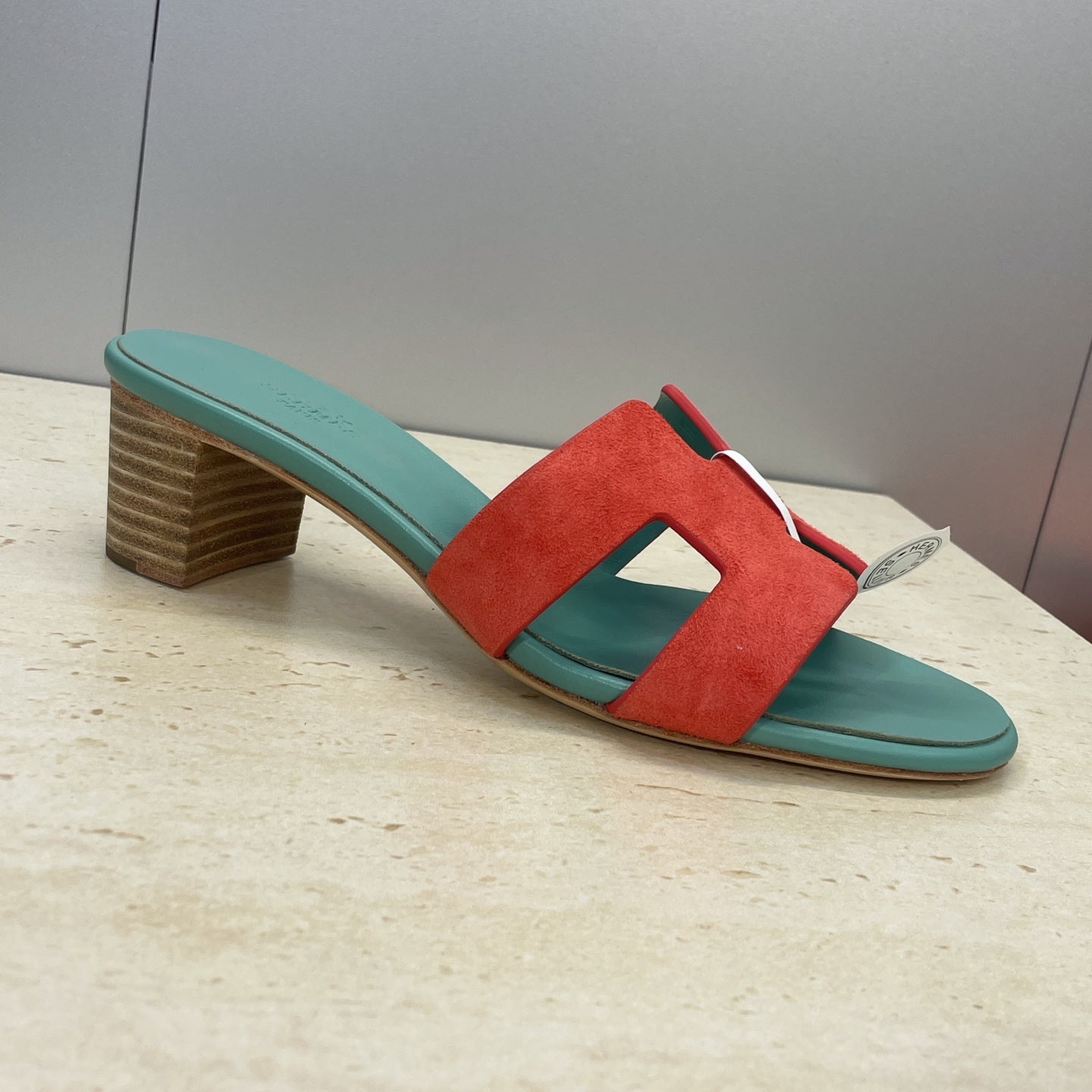HM 26ss  Oran Sandals 45 Turquoise Red Suede Cowhide 607212