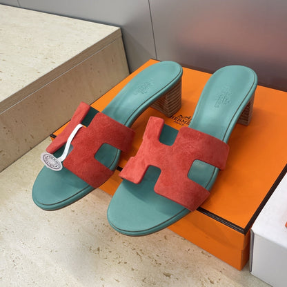 HM 26ss  Oran Sandals 45 Turquoise Red Suede Cowhide 607212
