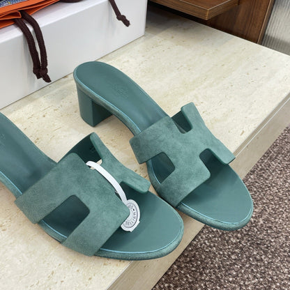 HM 26ss  Oran Sandals 45 Moss Green Suede Cowhide 607213