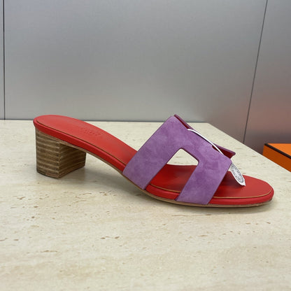 HM 26ss  Oran Sandals 45 Red Purple Suede Cowhide 607214