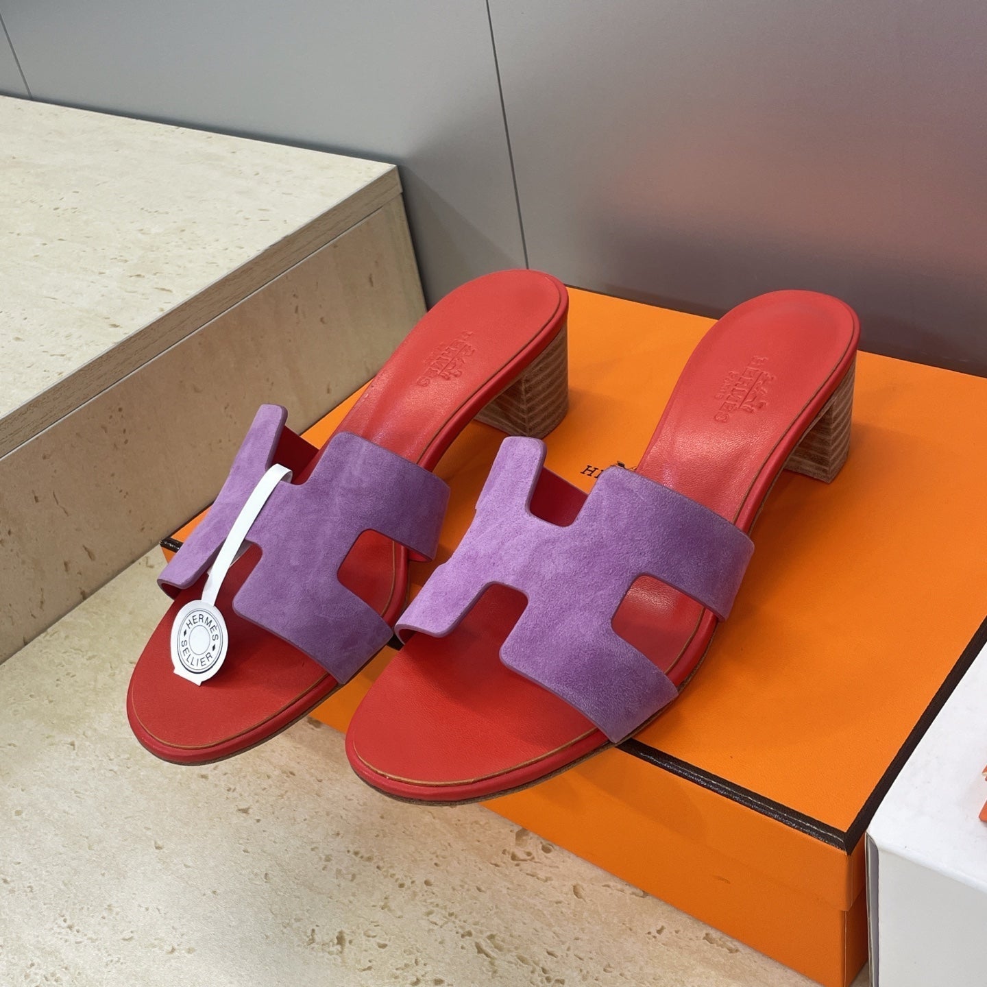 HM 26ss  Oran Sandals 45 Red Purple Suede Cowhide 607214