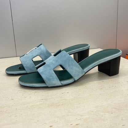HM 26ss  Oran Sandals 45 Blue Fresh Green Suede Cowhide 607220