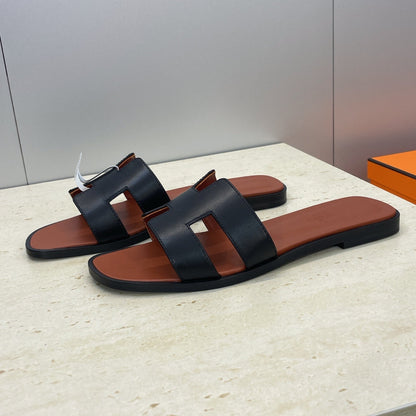 HM 26ss  Oran Sandals Brown Black Calfskin 607221
