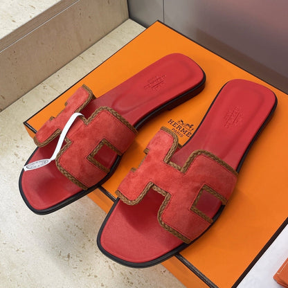 HM 26ss Oran Sandals Red Suede Calfskin 607248