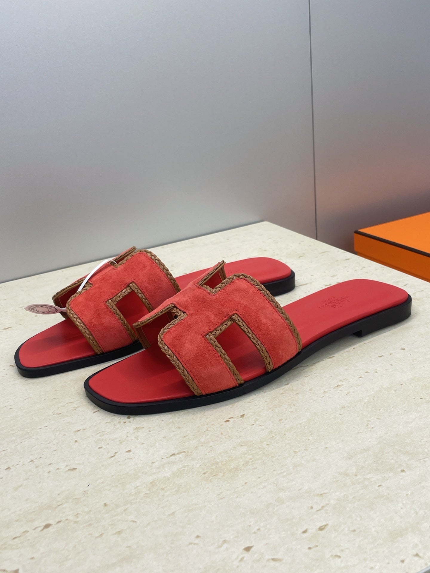 HM 26ss Oran Sandals Red Suede Calfskin 607248