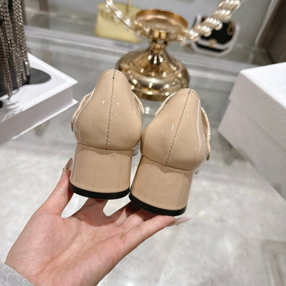 CD 26 Lolita High Heels 40 Beige Patent Leather 592207
