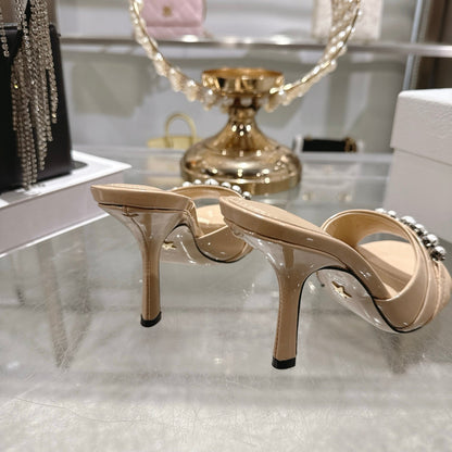 CD 26 High-Heeled Mules 85mm Pearl Beige Patent Leather 592250