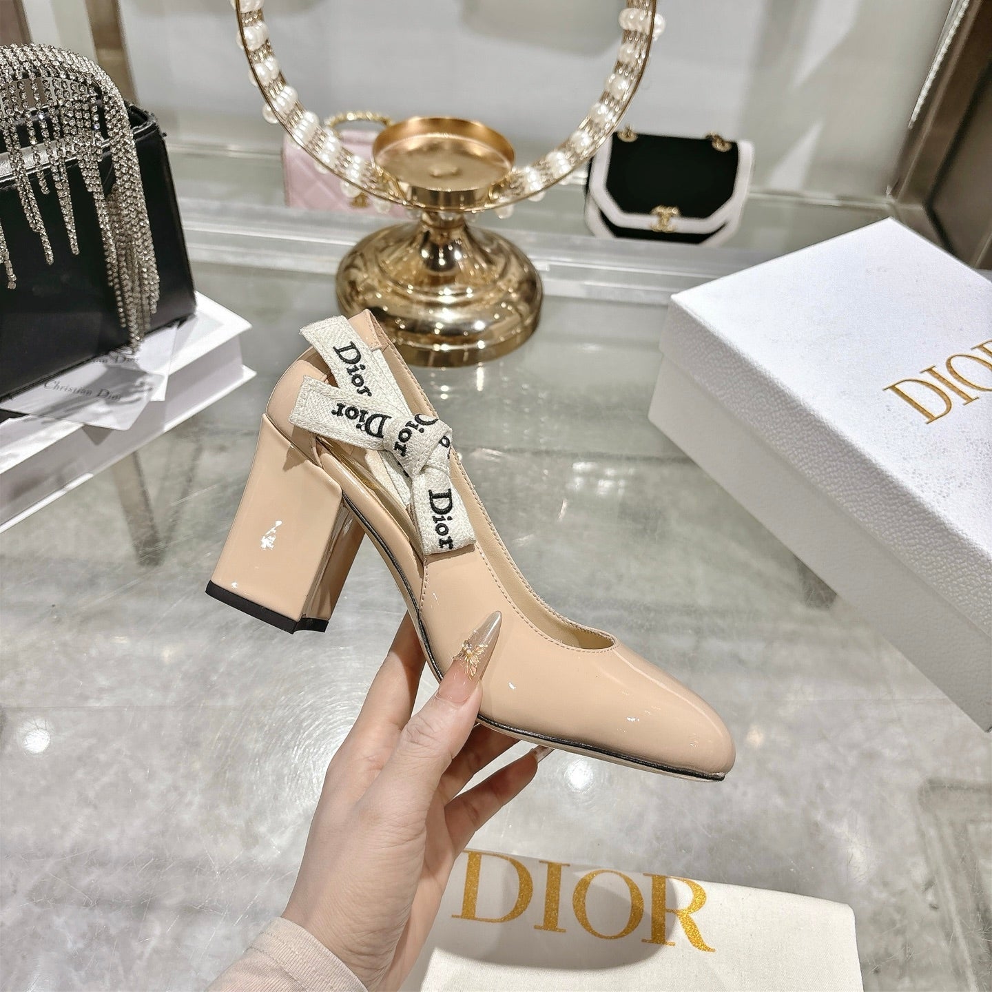 CD 26 Lolita High-Heeled 85 Beige Patent Leather 679733