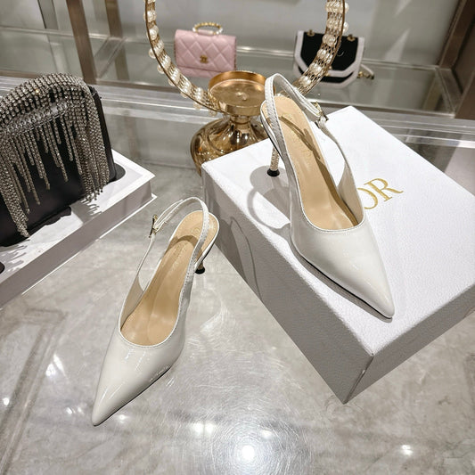 CD 26 Slingback 80 White Beige Patent Leather 679851