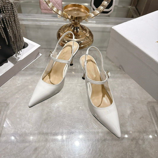 CD 26 Mary Jane High Heels 80 White Patent Leather 679858