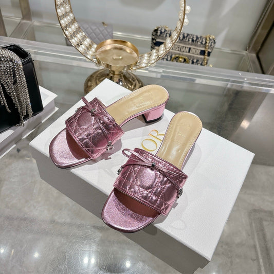 CD 26s Slippers Metallic Pink Beige Calfskin 679868