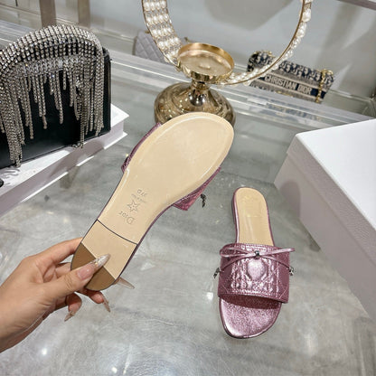 CD 26s Slippers Metallic Pink Beige Calfskin 679868